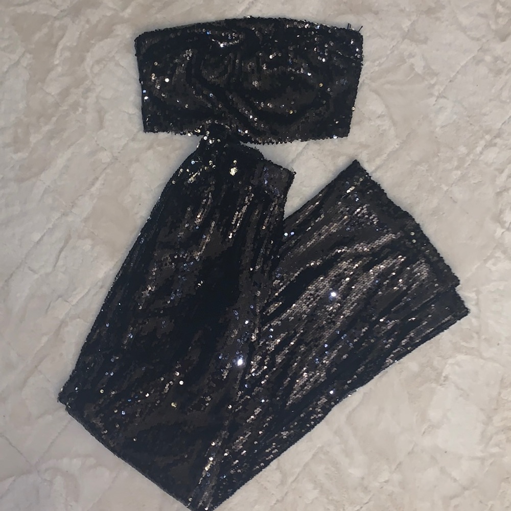 COPY - Black Sparkly Pants & Tube Top